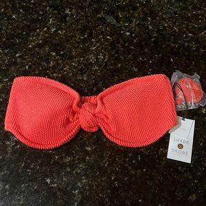 Coral strapless bikini top with attachable straps